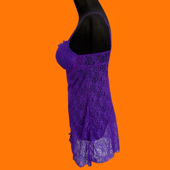 00's vintage purple lace y2k bustier babydoll slip dress 34C - Picture 7 of 10